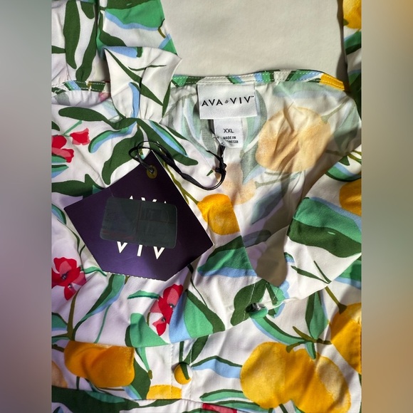 AVA & VIV Lemon Floral Midi Dress size XXL - Picture 11 of 12